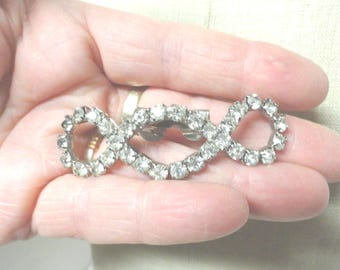 Vintage Rhinestone Fur Clip, Dress Clip, Silver Tone