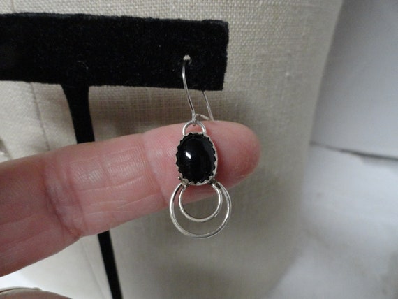 Vintage Women's Oval Onyx Stone & Sterling Silver… - image 3