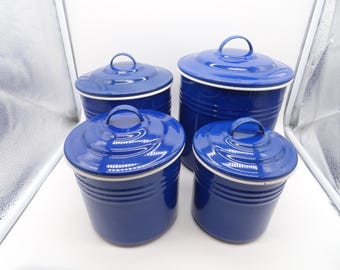 Vintage Lincoln Beautyware Canister Set Aqua Robins Egg Blue