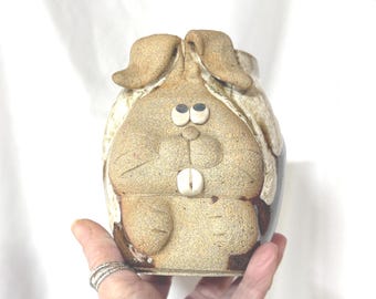 Vintage Ceramic Rabbit Toothbrush Holder, Planter, Kid's Bathroom Utensil Holder