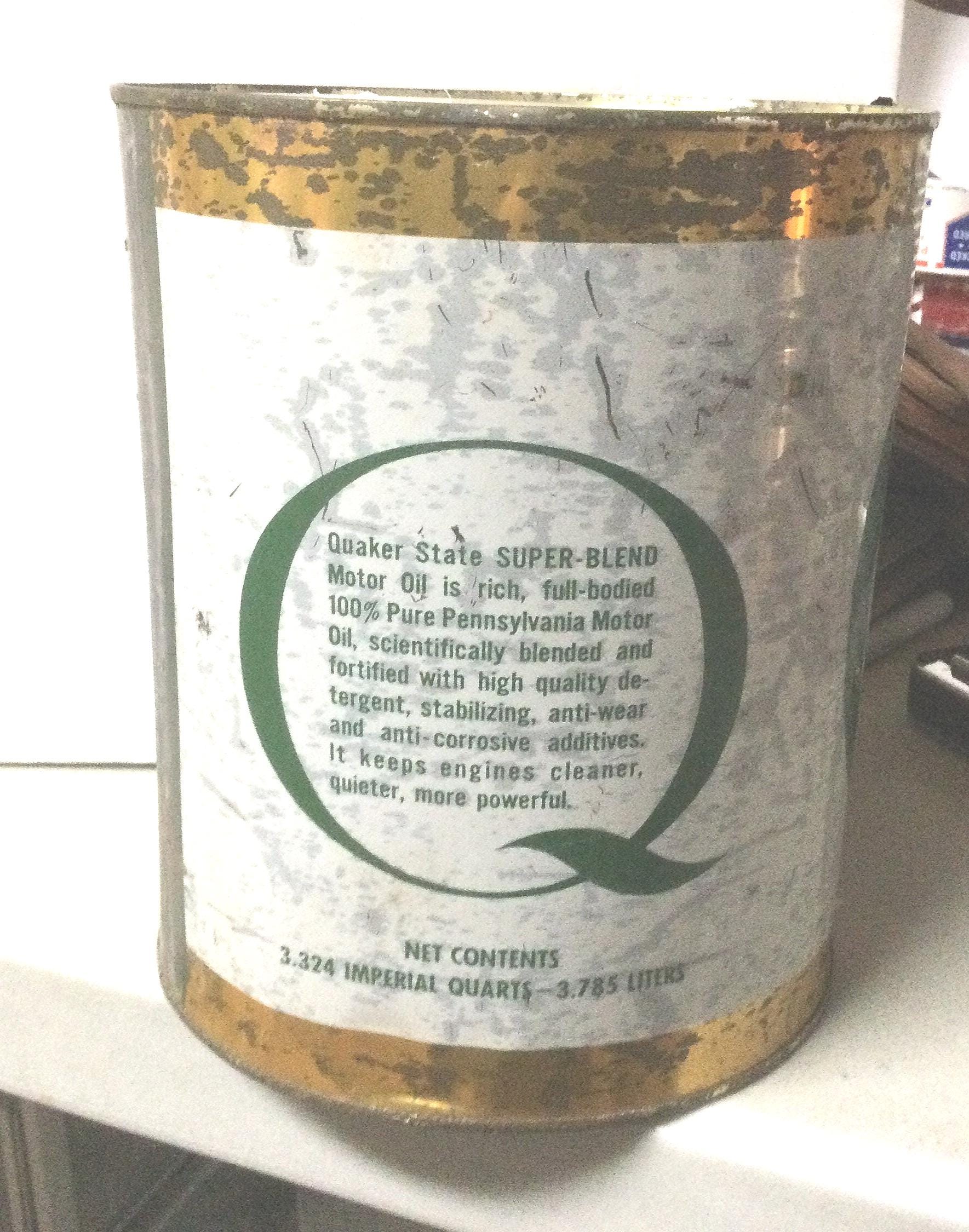 Vintage Quaker State Can, Motor Oil, Gallon, Bottom Cut Out, 1950s