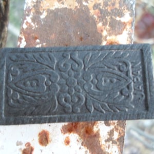 Vintage Wooden Domino Japan Single Piece Design Wood Game Piece 1930s 1940s Repurpose Recycle Art Project Jewelry Making Embossed
