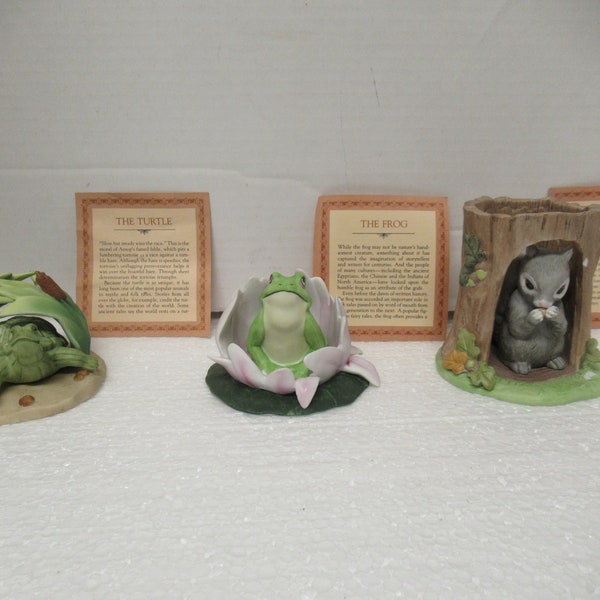 Vintage NOS 1980s (1) Woodland Surprises/Creatures Turtle/Frog/Squirrel Jacqueline B Smith Hand Painted Porcelain Figurine Small Not Perfect