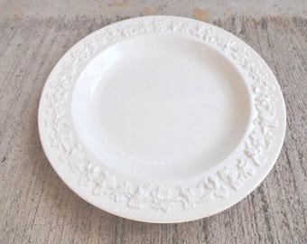 Vintage Creamware Wedgwood Plate, Embossed Grapes & Leaves, English 1950s