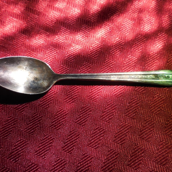Vintage Schroeder's Hotel Germany Child's Silver Plated Spoon International Silver Co. Toddler's or Kid's Spoon 1920s to 1960s USA