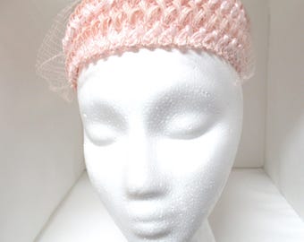 Vintage Weaved Pink Hat, Movie Prop, Netting, Retro 1940s