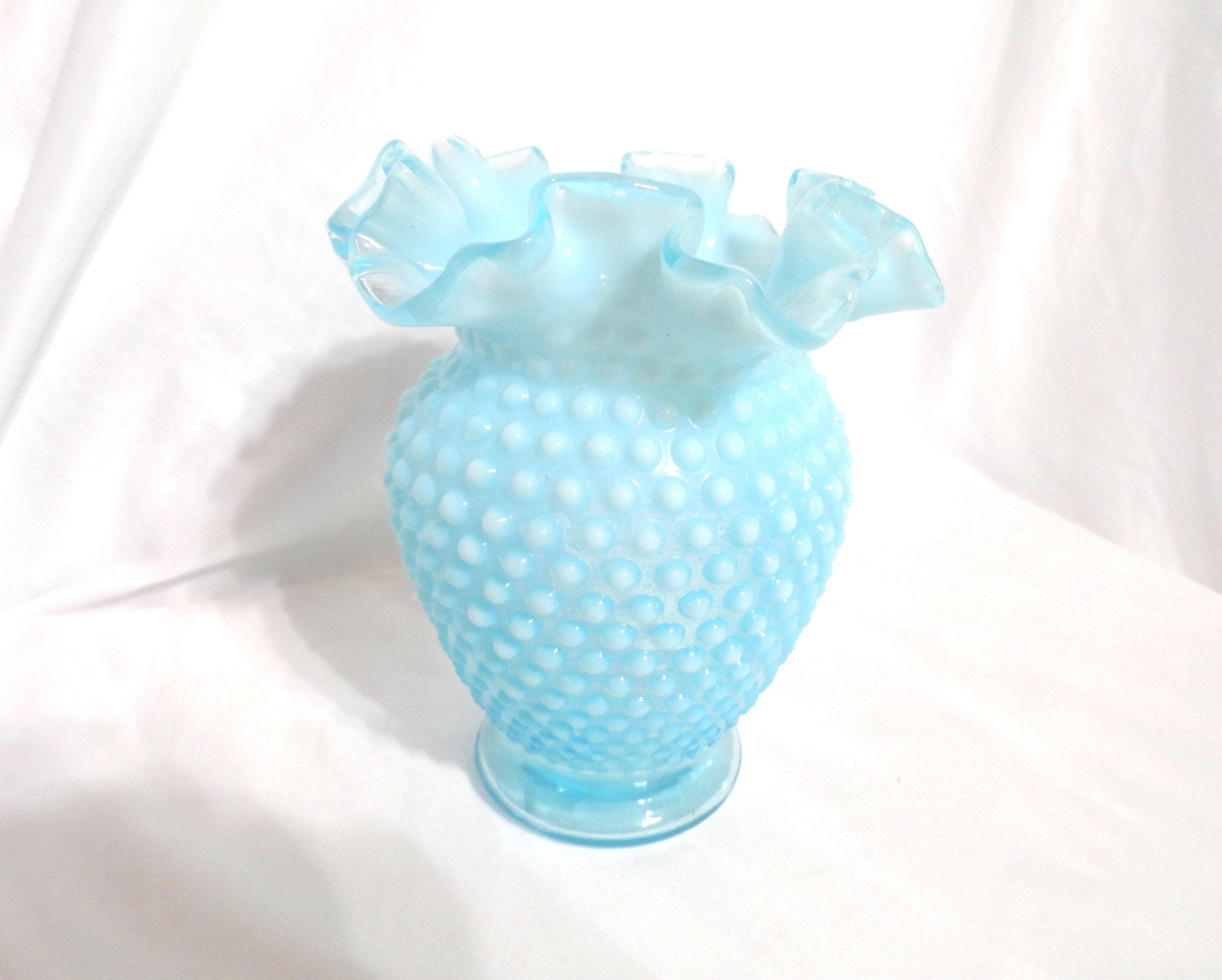 Vintage Fenton Hobnail Vase Blue Opalescent Glass Home Decor
