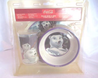 Vintage Coke Kid's Set, Polar Bear & Seal, 1998, NOS, Coca-Cola