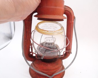 Vintage Dietz Comet Lantern, Small, Faded Red, Hanging, Indoors