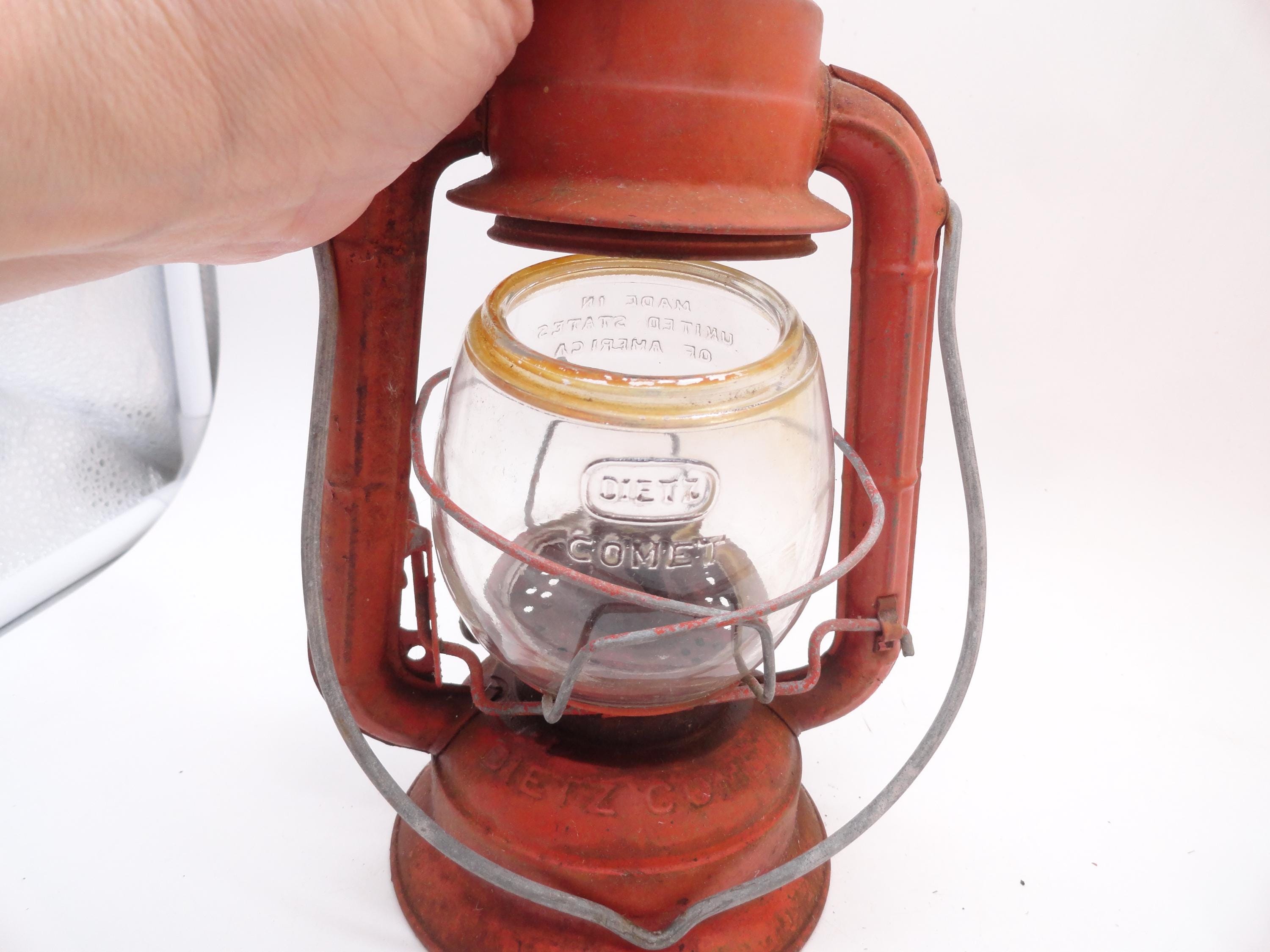 Vintage Dietz Comet Lantern, Small, Faded Red, Hanging, Indoors