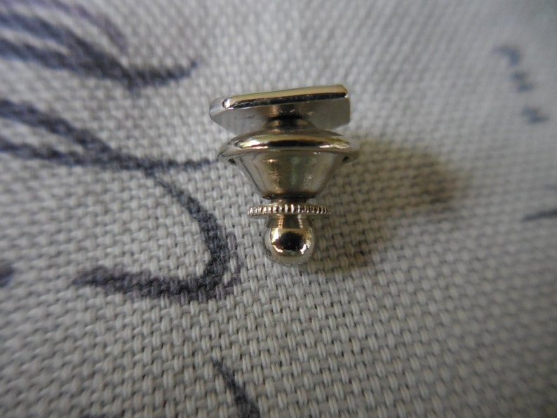 Vintage 1960s to 1970s C Silver Tone and Black Swank Tie Tack Square NOS Letter Initial Mans Accessory