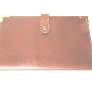 Vintage Man’s Breast Pocket Wallet Brown Leather Gold Trim Large Men’s Flat Bills Paper Money/Cards NOS Snap Front Like New 1950s to 1970s