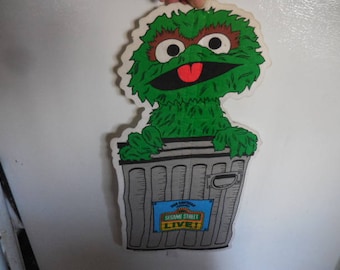 Vintage Oscar the Grouch or Ernie Muppets, Inc. Sesame Street Live Character Green Felted 1980s Wall Hanging Cartoon Decor Kid's Room Decor