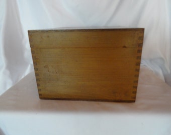 Vintage PSI Napa Valley Dovetail Wooden File Box Hinged Small Storage Rectangle Office Desk Accessory 1940s to 1960s