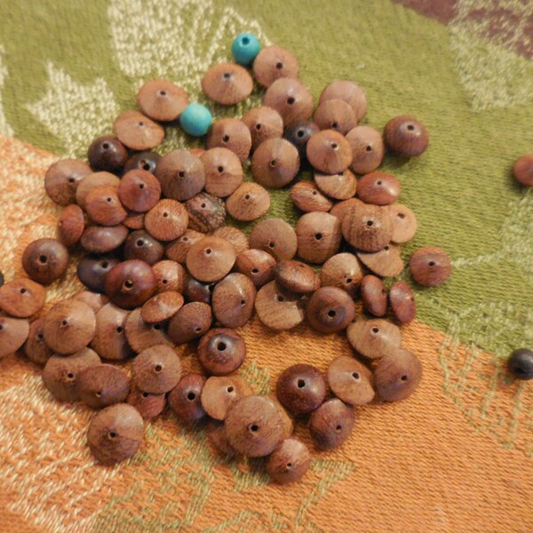 Wooden Beads Small Lot Round Center Drilled Spacer Wooden Jewelry Making Supplies Stained Brown Different Sizes New