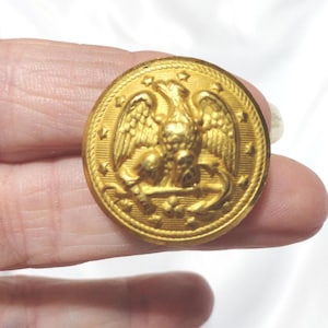 Vintage Brass U.S. Navy Button Eagle & Anchor Embossed Metal