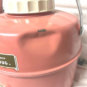 Vintage Pink Thermal 1 Gallon Jug Cooler, Liquid Metal, Porcelain & Plastic, Surface Rust, Dents image 2