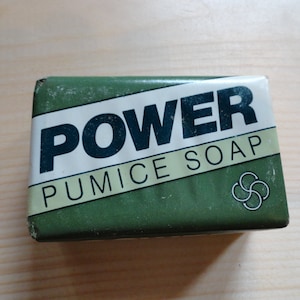 Vintage 1960s 1970s Power Pumice Soap Usable Green Packaging Bathroom Decor Bar Soap 4 oz. Size Display Mechanics Soap