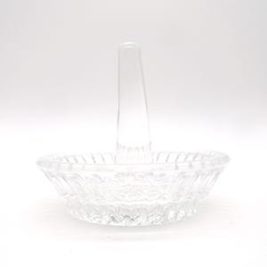 Vintage Crystal Ring Dish Holder, Clear Pinwheel, Etched Bottom image 1