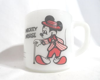 Vintage Federal Glass Mickey Mouse Mug, Minnie, Milk Glass, 1960s