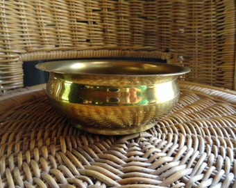 Vintage G. S. Preisner Planter Gold Tone Cache Round Small Metal Golden Luster #807 Shiny Plant Holder Home Decor 1940s to 1960s