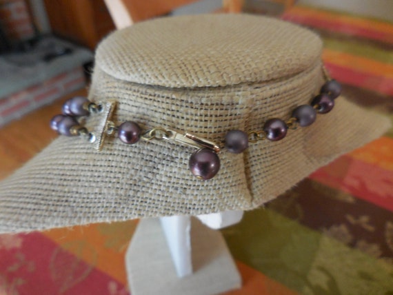 Vintage Women's Purple & Gold Plastic Beaded Neck… - image 5