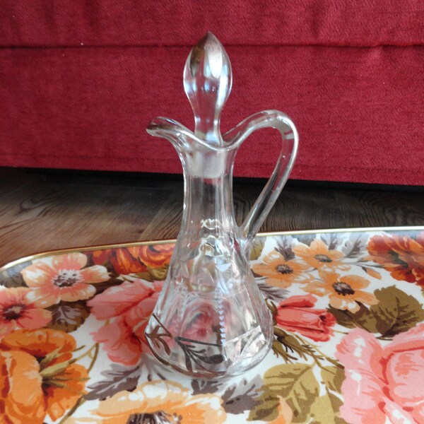 Crystal Oil Vinegar Cruet Stopper Glass Etsy