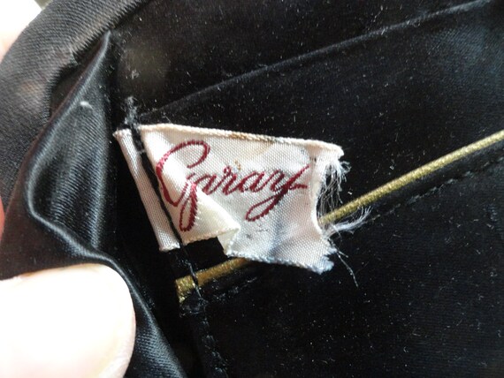 Vintage Women's Garay Small Black Fabric Purse Rh… - image 6