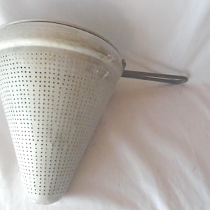 Vintage Aluminum Food Mill Strainer Cone Sieve Viko Straining Utensil Country Kitchen 1940s 1950s