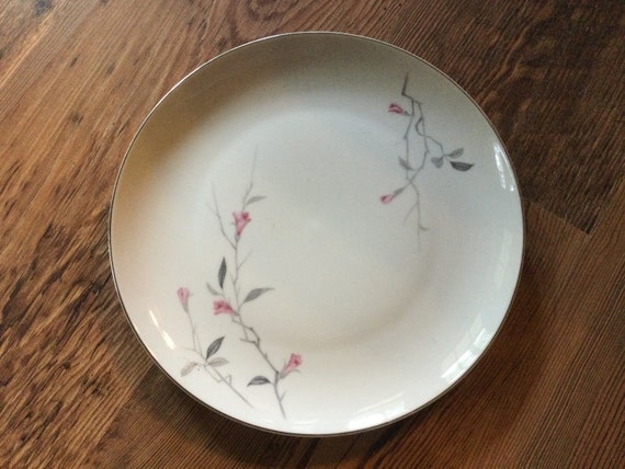 Vintage Cherry Blossom Pattern Dinner Plate Japan Fine China 1067 White Pink Flowers Gray Silver Trim Display 1950s 1960s Etsy UK