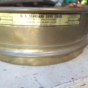 Vintage U.S. Standard Sieve Series Brass Number 200 75 Microns Industrial Sand 1940s 1950s Not Perfect