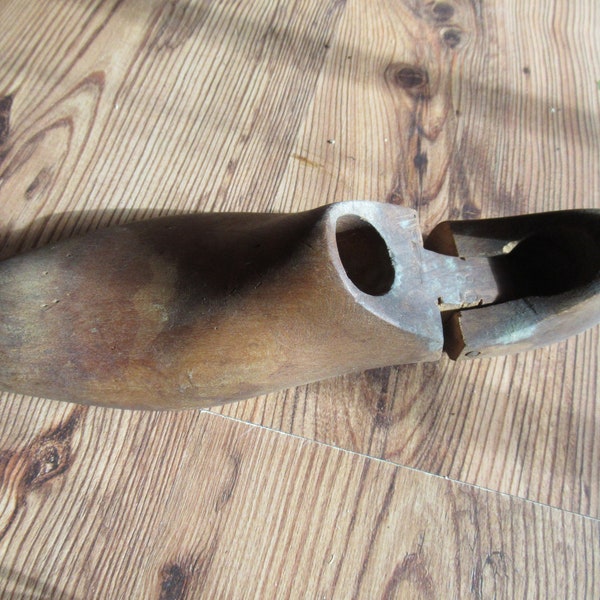 Antique Wooden Shoe Form Shoe Making Primitive Jointed Home Decor Display Hollowed Bottom Hole Peg Rustic Repurpose Reuse