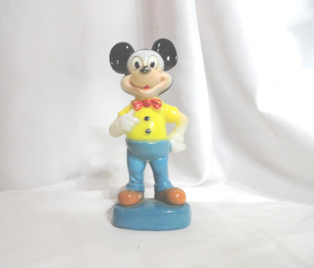 Vintage Mickey Mouse Plastic Figurine, Walt Disney Collectible, Hong
