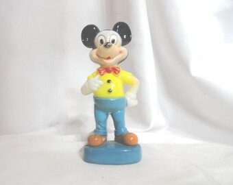 Vintage Mickey Mouse Plastic Figurine, Walt Disney Collectible, Hong Kong, 1960s-70s