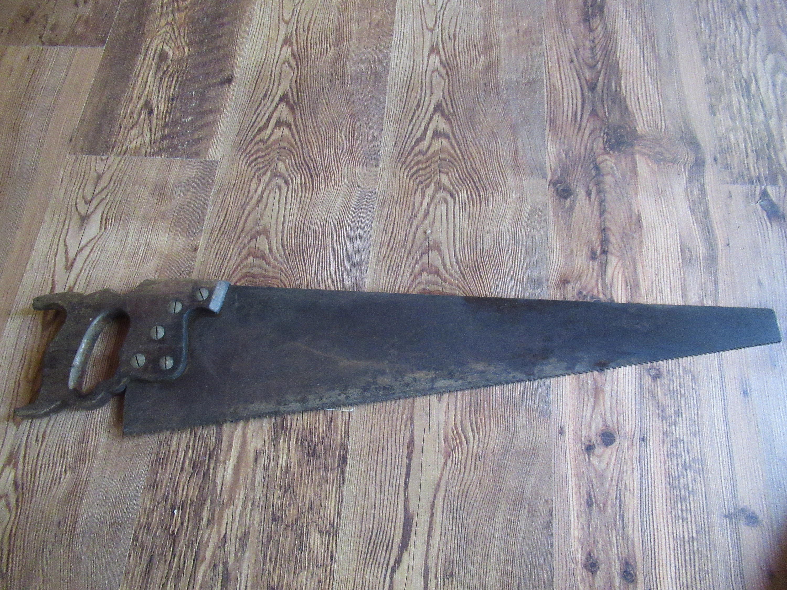 Vintage Disston Wood & Metal Hand Hand Saw USA Made