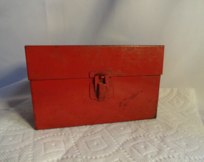 Vintage 1950s to 1960s Red Metal File Like Box Table Top Size Hinged ...