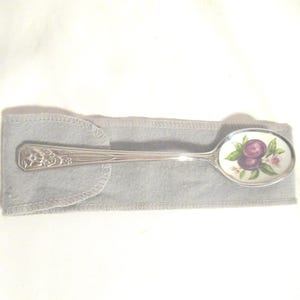 Vintage Avon Enamel Spoon Japan Stainless Collectible Spoon 1970s 1980s Purple Plums Collectible Spoon