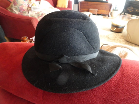 Vintage Black Doeskin Felt Hat, George W. Bollman, 1960s-70s  display picture 1