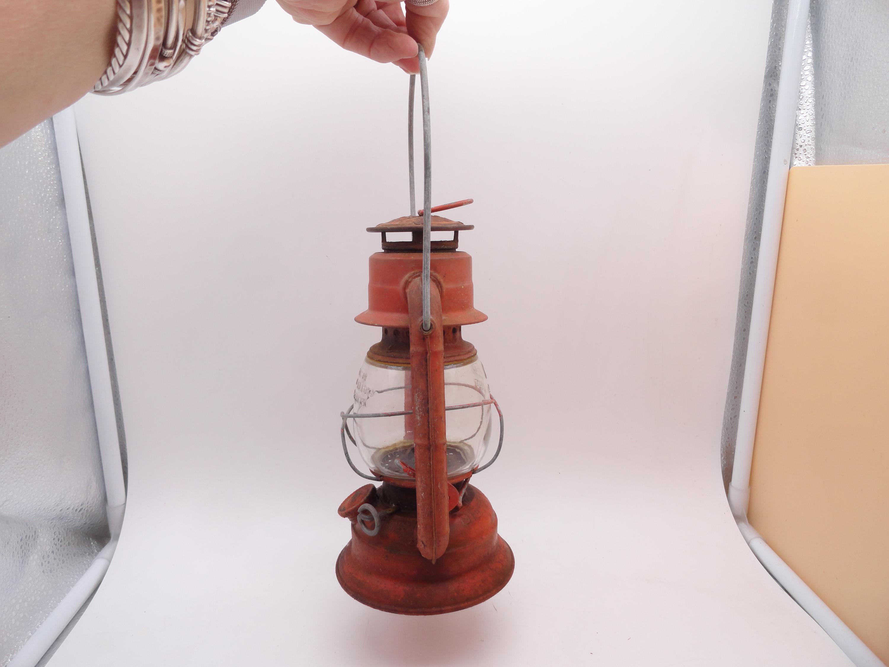 Vintage Dietz Comet Lantern, Small, Faded Red, Hanging, Indoors