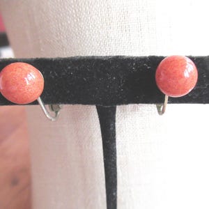 Vintage Marvella Orange Glass Earrings Gold Tone Clip on & Screw Back Earrings 1960s 1970s Non Pierced Retro Women’s Earrings