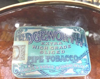Vintage Edgeworth Tobacco Tin, Hinged Tobacciana 1940s-50s