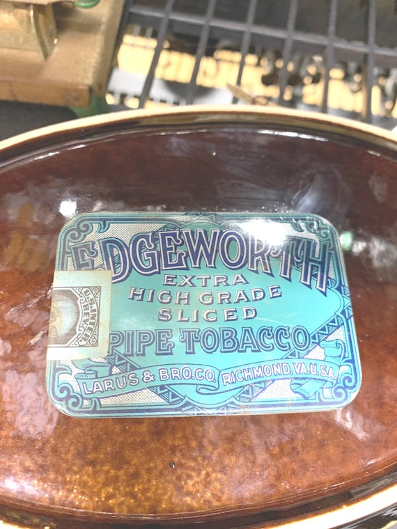 hinged tobacco tin Vintage Edgeworth Tobacco Tin, Hinged Tobacciana 1940s-50s