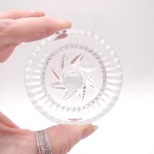 Vintage Crystal Ring Dish Holder, Clear Pinwheel, Etched Bottom image 3