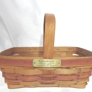 Vintage Longaberger Gingerbread Basket, Faded Red Trim, Christmas Decor