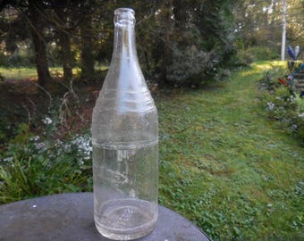 Vintage Hires Root Beer Soda bouteille en verre transparent grande bouteille d'un litre, fond en relief rétro des années 1950, 1957, 1958 sans étiquette