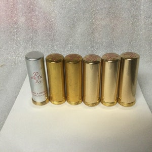 Vintage 1960's Ornate Gold Tone Metal 3 Tubes Style Built Lipstick