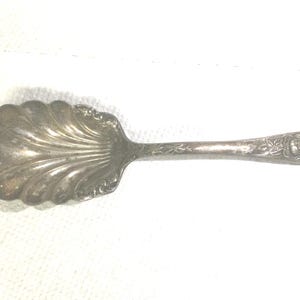 Antique Royal Plate Co. Sugar Spoon, Shell Shape, Silver Plated, Rosalie, 1900s