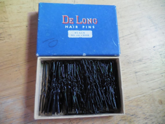 Vintage Women's De Long Hair Pins Black Metal No.… - image 2