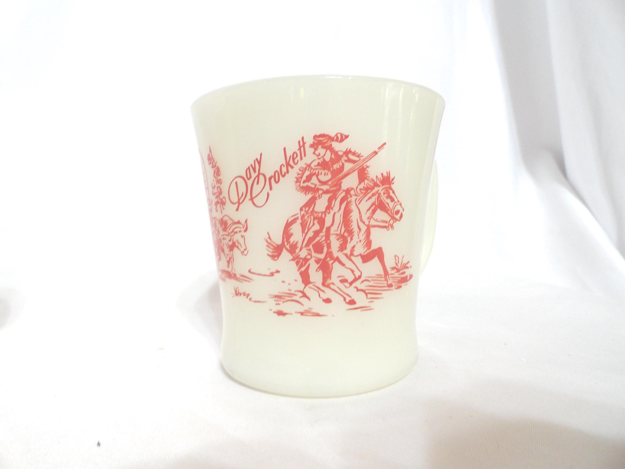 Vintage Fire-king Davy Crockett Mug, Milk Glass, Red, 1940s - Etsy