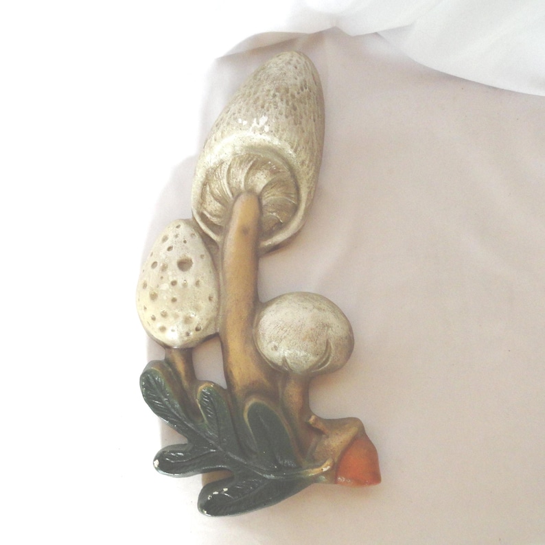 Vintage Chalkware Mushroom Wall Hanging, 1970s Kitchen Art, Choice immagine 2